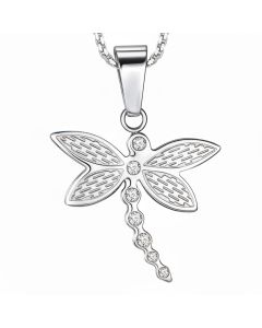 Stainless Steel C.Z. Dragon Fly Pendant