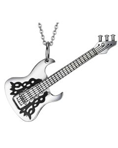 Stainless Steel 3D Guitar Pendant