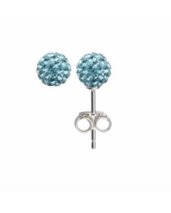 Kid's Silver Light Blue Crystal Bead Ball Studs
