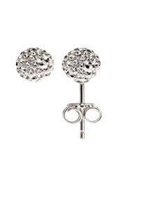Kid's Silver White Crystal Bead Ball Studs