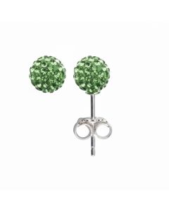 Kid's Silver Green Crystal Bead Ball Studs
