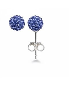 Kid's Silver Violet Crystal Bead Ball Studs