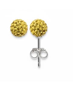 Kid's Silver Yellow Color Crystal Bead Ball Studs