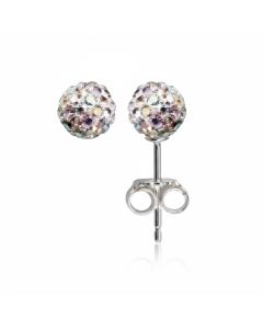 Kid's Silver Sprinkles Color Crystal Bead Ball Studs