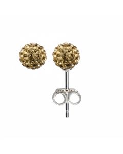 Kid's Silver Champagne Color Crystal Bead Ball Studs