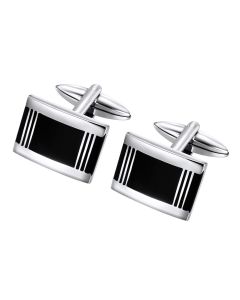 Rectangle with lined accent cuff links