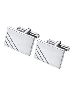Rectangle brushed cuff links with lines
