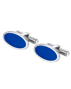Oval blue enamel cuff links