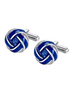 Love knot with blue enamel cuff links