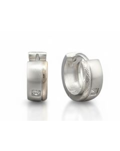 5mm  C.Z  Two Tone Stainless Steel Huggies