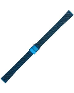 Electric Blue Metal Mesh Buckle Watch Strap 14mm Straight Ends
