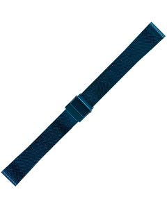 Electric Blue Metal Mesh Buckle Watch Strap 18mm Straight Ends