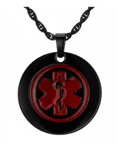 Black Stainless Steel Medical Round Tag
