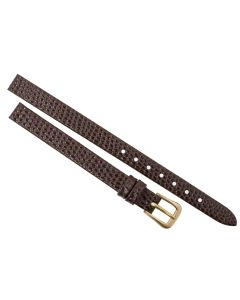8mm Brown Long Flat Lizard Print Leather Watch Band