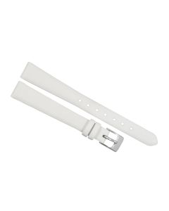 13mm White Long Plain Smooth Leather Watch Band