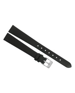 13mm Black Long Plain Smooth Leather Watch Band