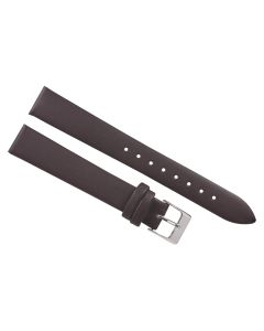 16mm Brown Long Plain Smooth Leather Watch Band