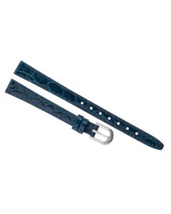 10mm Long Navy Blue Flat Crocodile Stitched Leather Watch Band