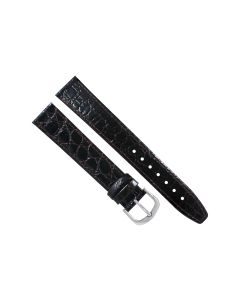 18mm Long Brown Flat Stitched Crocodile Leather Watch Band