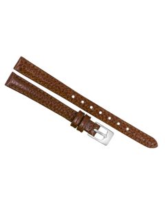 10mm Long Brown Heavy Padded Scratched Stitched Leather Watch Band