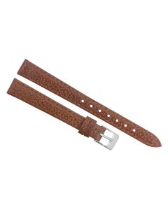 12mm Long Light Brown Heavy Padded Scratched Stitched Leather Watch Band