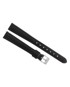 13mm Long Black Heavy Padded Scratched Stitched Leather Watch Band