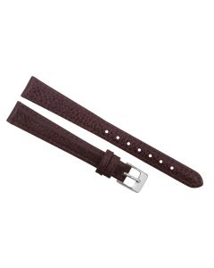 13mm Long Brown Heavy Padded Scratched Stitched Leather Watch Band