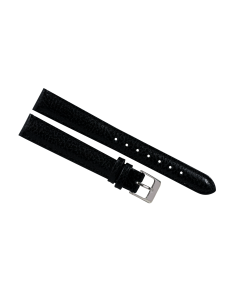14mm Light Black Long Heavy Padded Scratched Stitched Leather Watch Band