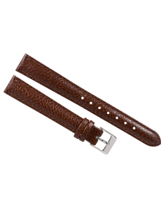 14mm Long Brown Heavy Padded Scratched Stitched Leather Watch Band