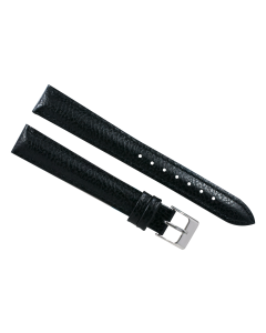 16mm Black Long Heavy Padded Scratched Stitched Leather Watch Band
