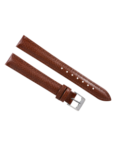16mm Light Brown Long Heavy Padded Scratched Stitched Leather Watch Band