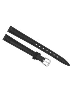 10mm Black Long Plain Smooth Stitched Stitched Leather Watch Band