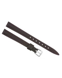 10mm Brown Long Plain Smooth Stitched Stitched Leather Watch Band