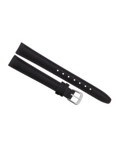 12mm Black Long Plain Smooth Stitched Stitched Leather Watch Band