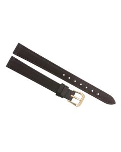 12mm Brown Long Plain Smooth Stitched Stitched Leather Watch Band
