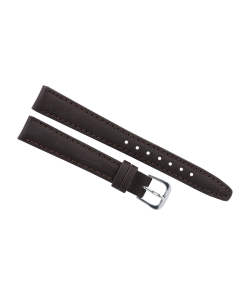 14mm Brown Long Plain Smooth Stitched Stitched Leather Watch Band