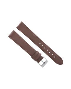 18mm Light Brown Long Flat Plain Stitched Leather Watch Band