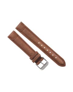 18mm Brown Long Acid Wash Stitched Denim Style Leather Watch Band