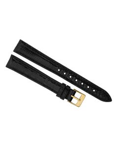 14mm Long Black Genuine Lizard Leather Watch Band
