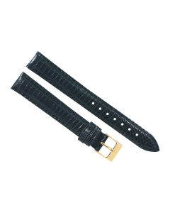 16mm Long Black Genuine Lizard Leather Watch Band