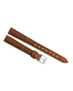 12mm Long Light Brown Padded Crocodile Stitched Leather Watch Band