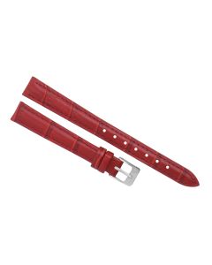12mm Long Red Padded Crocodile Stitched Leather Watch Band
