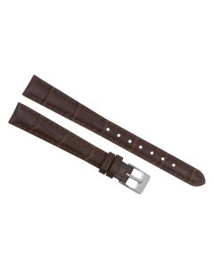 13mm Long Brown Padded Crocodile Stitched Leather Watch Band