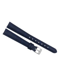 13mm Long Navy Blue Padded Crocodile Stitched Leather Watch Band