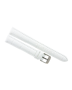 14mm Long White Padded Stitched Crocodile Print Leather Watch Band