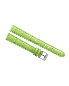 14mm Long Lime Green Padded Stitched Crocodile Print Leather Watch Band