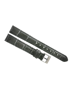 14mm Long Grey Padded Stitched Crocodile Print Leather Watch Band