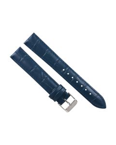 18mm Long Navy Blue Padded Crocodile Stitched Leather Watch Band