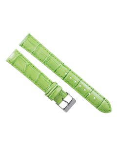 18mm Long Light Green Padded Crocodile Stitched Leather Watch Band