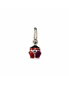 Silver Enamel Tiny Lady Bug Pendant